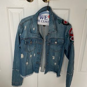 Buffalo David Bitton Jean Jacket, size small, with flower designs